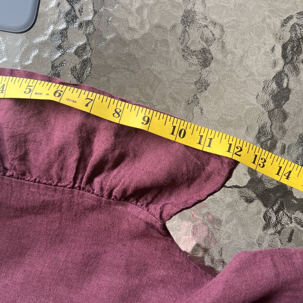 Elena Baldi Burgundy Linen Blouse Top Italy Made Size Large Boxy Relaxed Fit - Picture 11 of 12